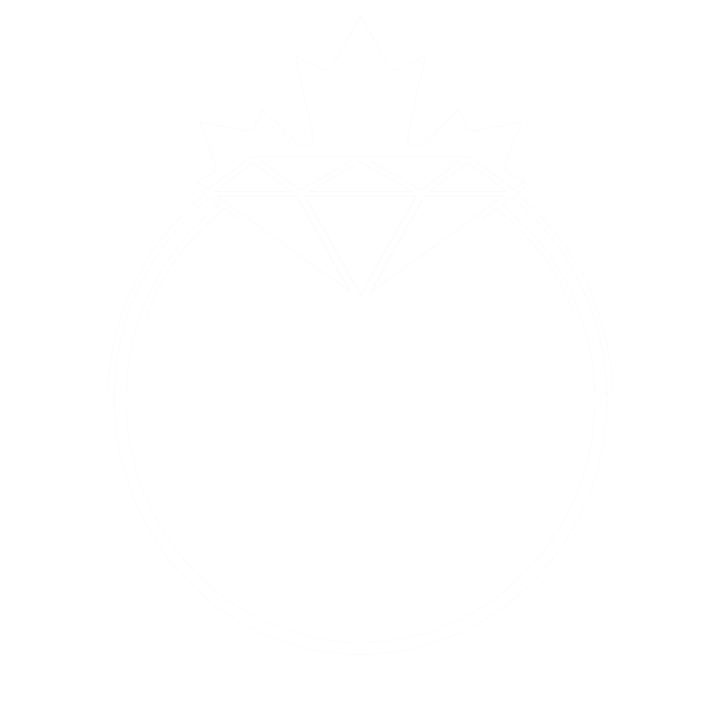 Logo for "Top 10 Canadian Wedding Photographer of 2024" by CWP, featuring a diamond shape with a maple leaf on top, celebrating the art and skill of a top Winnipeg wedding photographer.